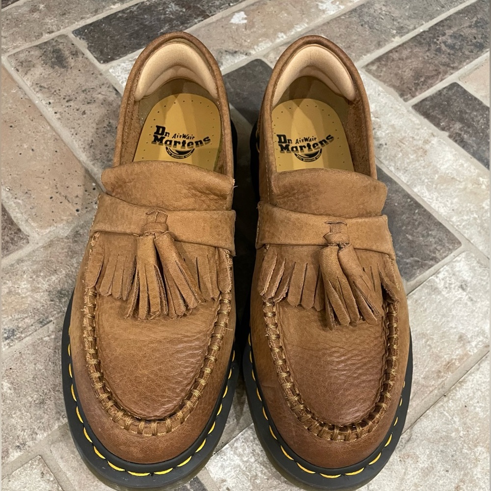 Dr. Martens Adrian tan Leather Slip-On Loafers w/ Tassels W/8 M/7